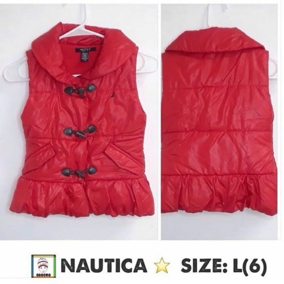 Nautica ❤️ Kids Red Puffer Vest Jacket Size Small (Large/6) (PRE-LOVED) - Picture 1 of 3